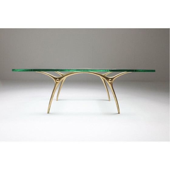 Image 1 of Vintage Hollywood Regency bronzen salontafel, België 1970