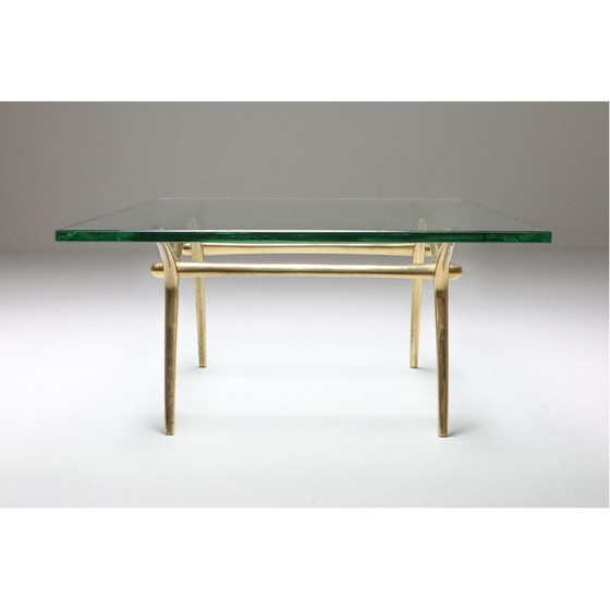 Image 1 of Vintage Hollywood Regency bronzen salontafel, België 1970