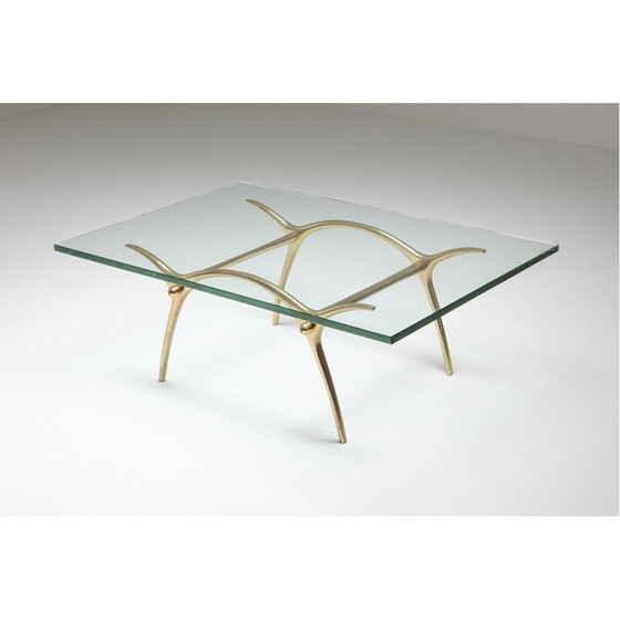 Image 1 of Vintage Hollywood Regency bronzen salontafel, België 1970