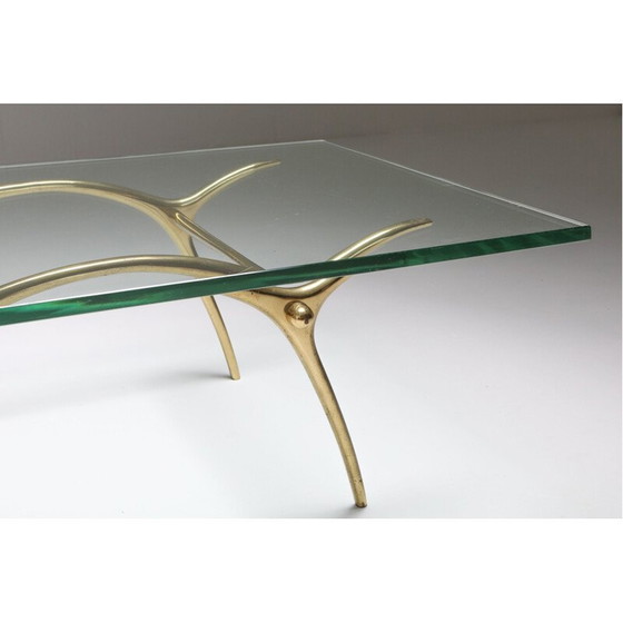 Image 1 of Vintage Hollywood Regency bronzen salontafel, België 1970