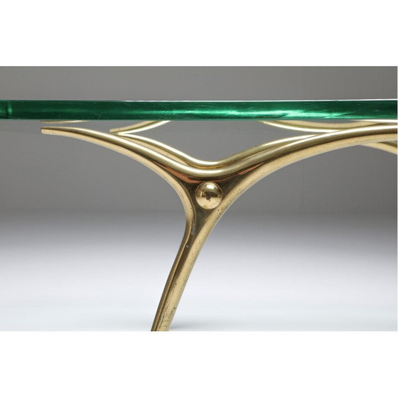 Image 1 of Vintage Hollywood Regency bronzen salontafel, België 1970