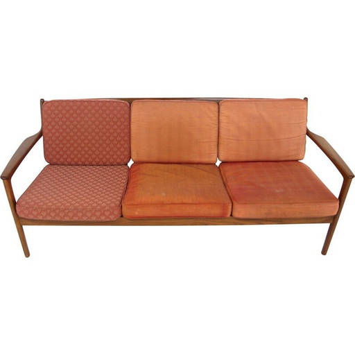 Vintage "Usa 75" bank in walnoot door Folke Ohlsson voor Bodafors, Zweden 1960