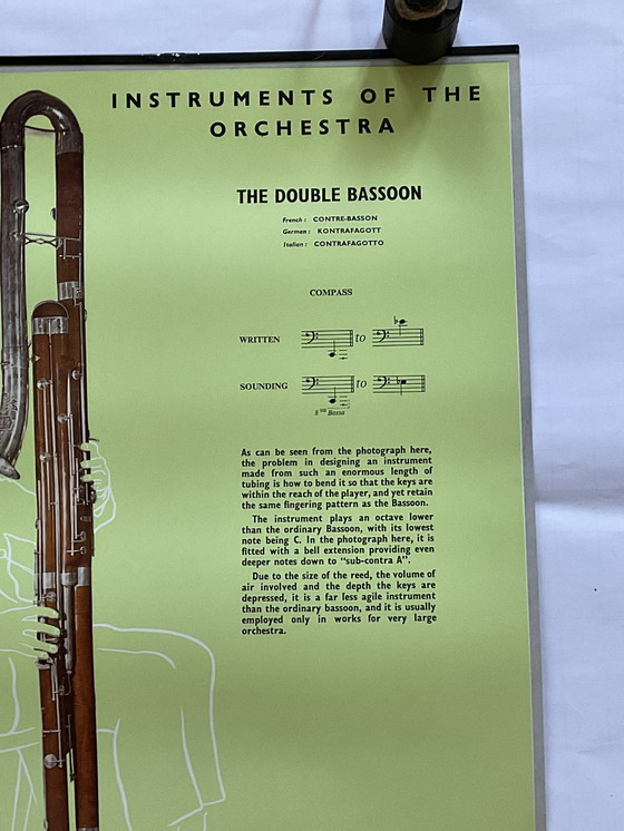 Image 1 of Vintage poster uitgegeven door Boosey & Hawkes - orkestinstrumenten - de contrafagot
