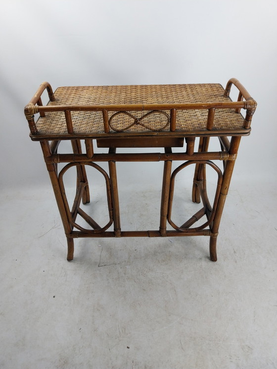 Image 1 of 1 X Rattan Bamboe Wicker Bureau/Kaptafel 1970'S 