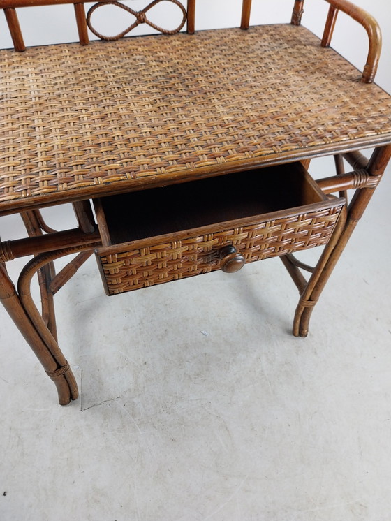 Image 1 of 1 X Rattan Bamboe Wicker Bureau/Kaptafel 1970'S 