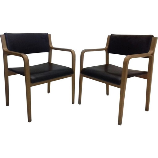 Paar vintage gebogen houten fauteuils van Dřevopodnik Holešov, Tsjecho-Slowakije 1960