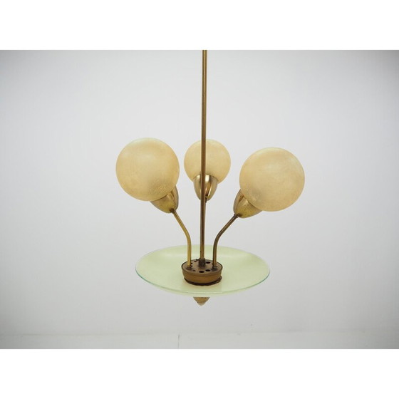 Image 1 of Vintage art deco messing kroonluchter, Duitsland 1940