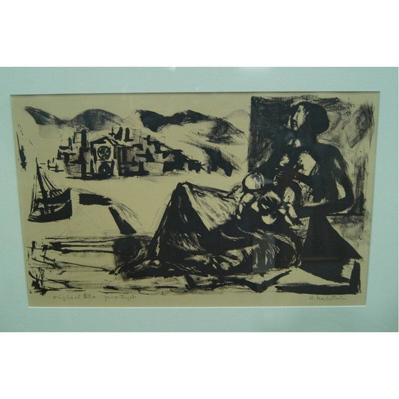 Image 1 of Vintage modernistische litho van Gerhard Nordström, Zweden 1960