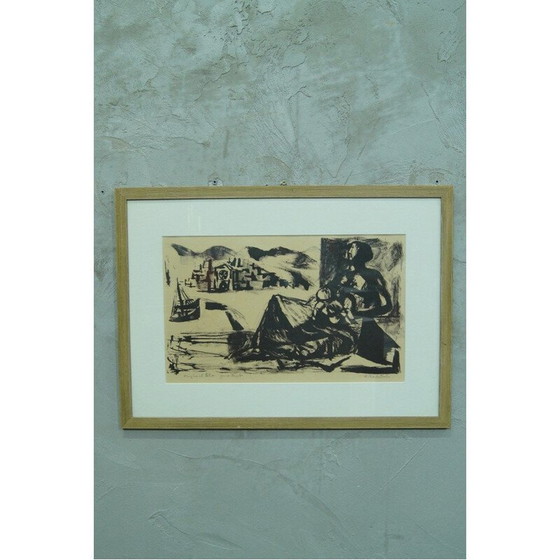 Image 1 of Vintage modernistische litho van Gerhard Nordström, Zweden 1960