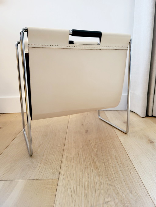 Brabantia Lederen Magazine Rack Of Lectuurbak, Jaren 1970, Holland