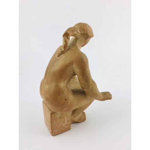 Mid-century vrouwelijk terracotta naaktfiguur door Árpád Somogyi, jaren 1970