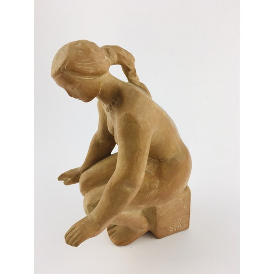 Image 1 of Mid-century vrouwelijk terracotta naaktfiguur door Árpád Somogyi, jaren 1970