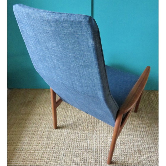 Image 1 of Vintage fauteuil in blauwzwart teakhout, Denemarken 1960
