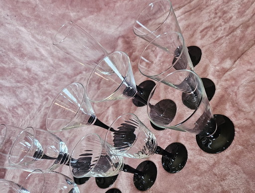 12 Luminarc France Glazen Assortiment Zwarte Voet