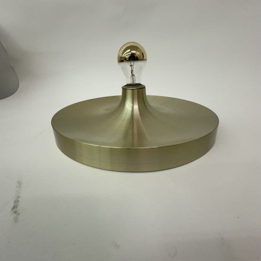 Mid Century design gouden wandlamp disc , jaren 1970