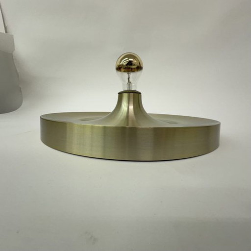 Mid Century design gouden wandlamp disc , jaren 1970