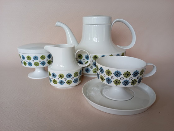 Image 1 of Set van 8 "Rosette Taïga" kopjes Tapio Wirkkala & Ute Schröder Voor Rosenthal