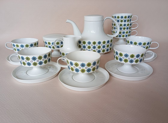 Image 1 of Set van 8 "Rosette Taïga" kopjes Tapio Wirkkala & Ute Schröder Voor Rosenthal