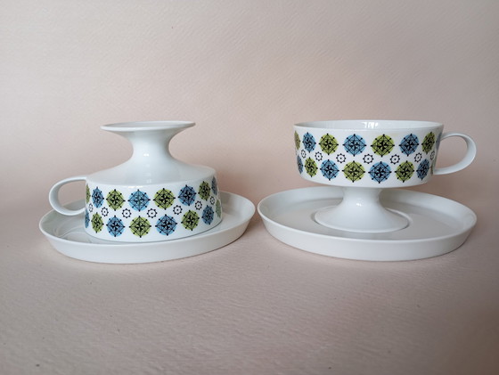 Image 1 of Set van 8 "Rosette Taïga" kopjes Tapio Wirkkala & Ute Schröder Voor Rosenthal