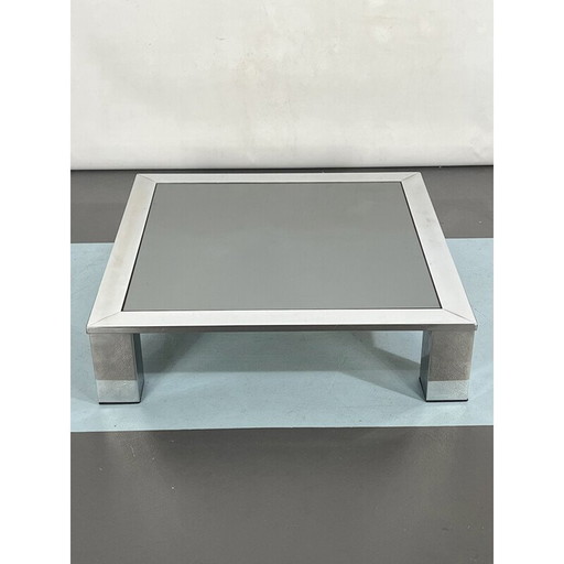 Mid Century bijzettafel in chroom en donker spiegelglas van Saporiti, Italië 1970