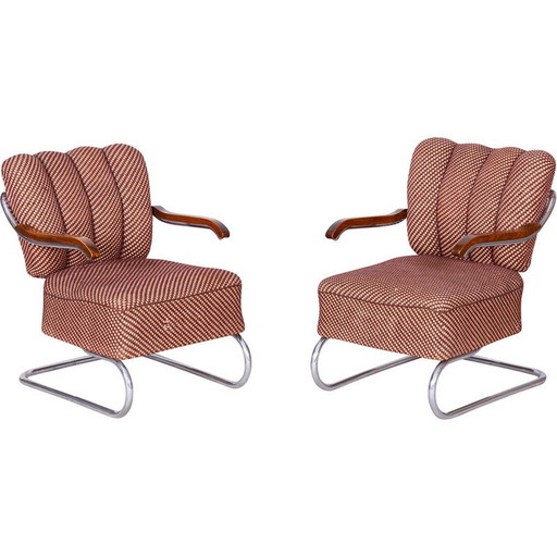Paar vintage Bauhaus fauteuils van O. Zoufalý, Tsjecho-Slowakije 1930