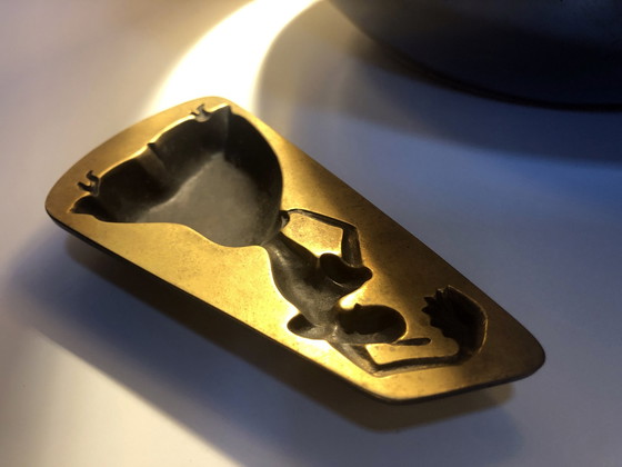 Image 1 of Vintage Asbak - Gitanes - Massief Koper - Max Ponty - 1950-1960