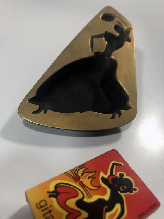 Image 1 of Vintage Asbak - Gitanes - Massief Koper - Max Ponty - 1950-1960