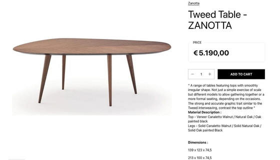 Image 1 of Zanotta Tweed Tafel 213Cm