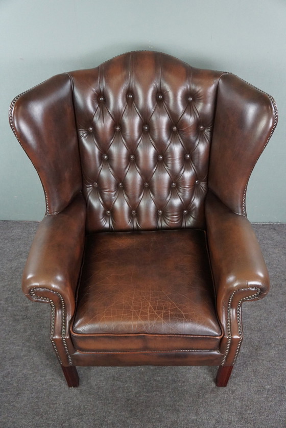 Image 1 of Waanzinnig gekleurde Chesterfield oorfauteuil, Wingchair