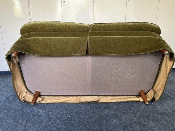 Image 1 of Vintage Olijfgroene Velvet Fauteuil 2 zits