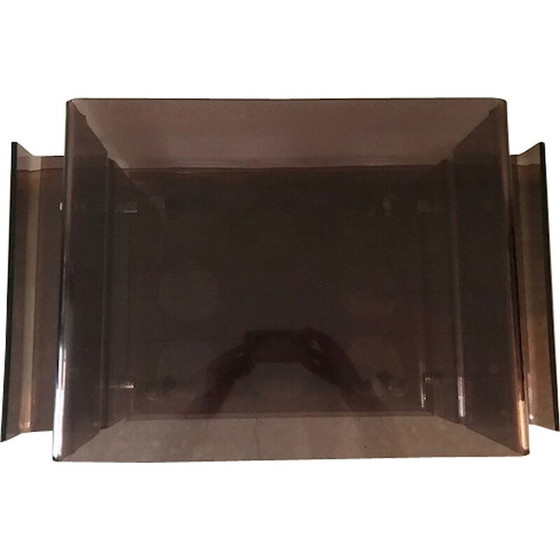 Image 1 of Vintage bartafel op wielen in gerookt methacrylaat door Michel Dumas voor Roche Bobois