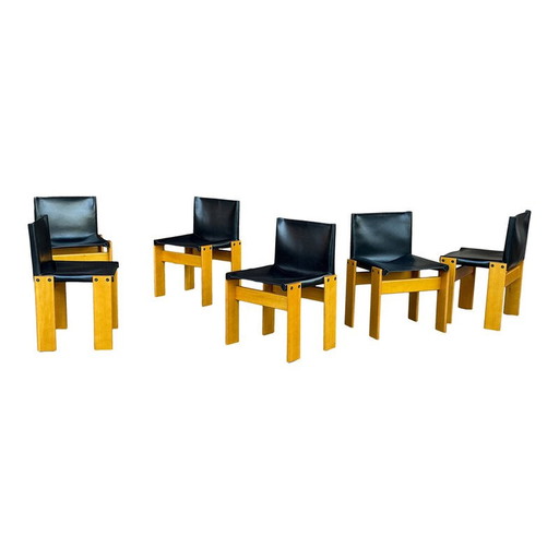 Set van 8 vintage Monk stoelen van Afra en Tobia Scarpa voor Molteni, 1973