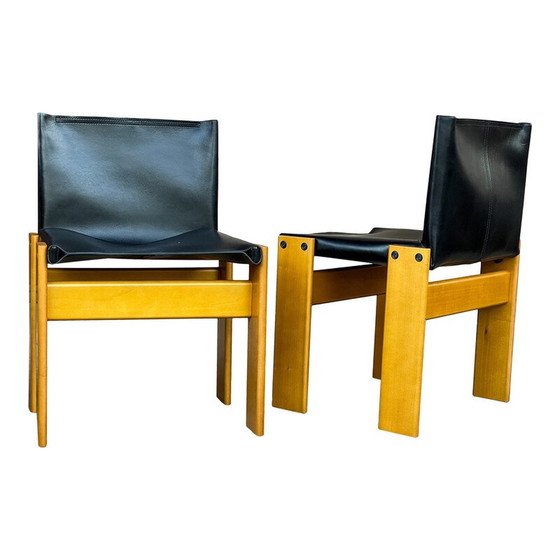 Image 1 of Set van 8 vintage Monk stoelen van Afra en Tobia Scarpa voor Molteni, 1973