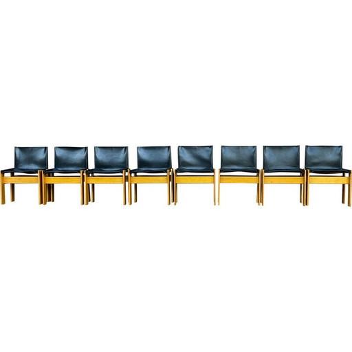 Set van 8 vintage Monk stoelen van Afra en Tobia Scarpa voor Molteni, 1973