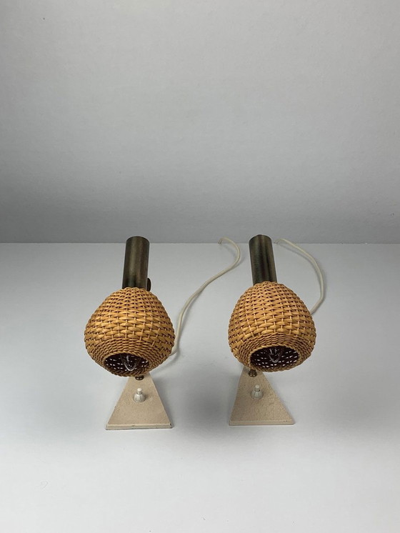 Image 1 of 2x Lamp met Travertijnen voet, 1960