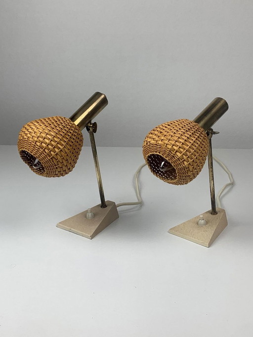 2x Lamp met Travertijnen voet, 1960