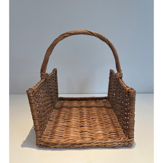 Image 1 of Vintage rotan houthouder, Frankrijk 1970