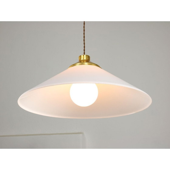 Image 1 of Vintage Space Age hanglamp van wit plexiglas, Italië 1970