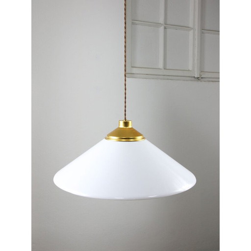 Vintage Space Age hanglamp van wit plexiglas, Italië 1970