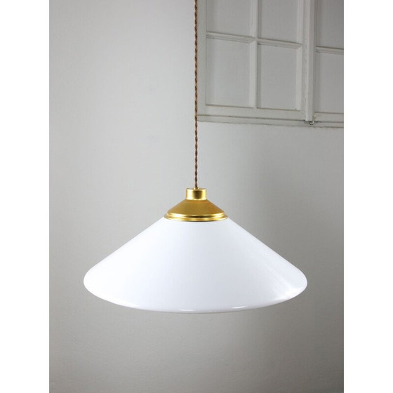 Image 1 of Vintage Space Age hanglamp van wit plexiglas, Italië 1970