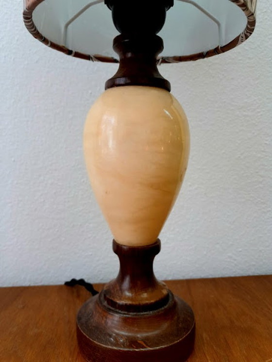 Image 1 of Vintage palmboom lamp in albast handgemaakte kap