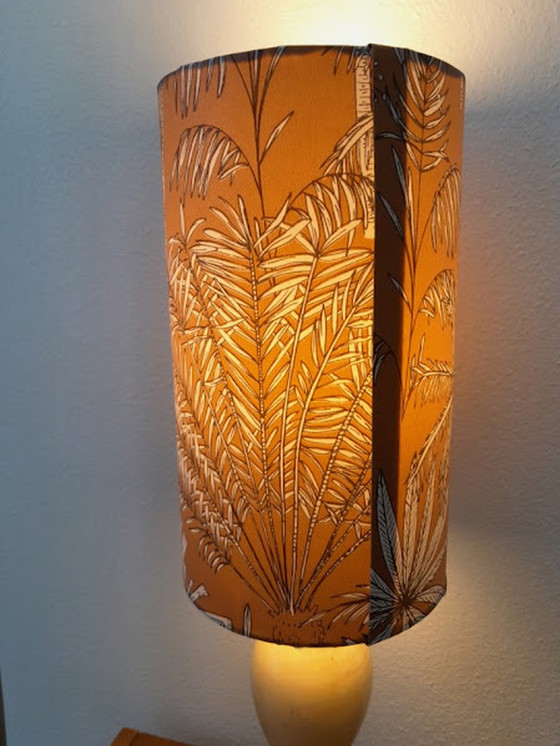 Image 1 of Vintage palmboom lamp in albast handgemaakte kap