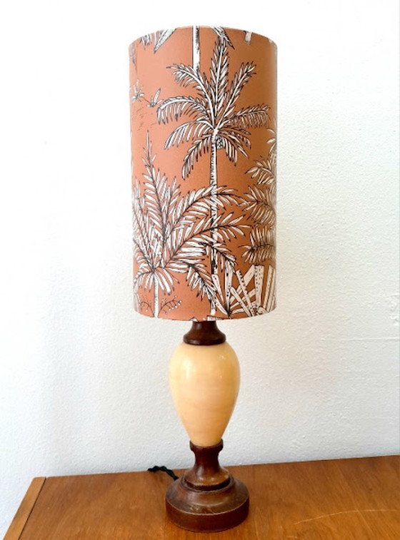 Image 1 of Vintage palmboom lamp in albast handgemaakte kap