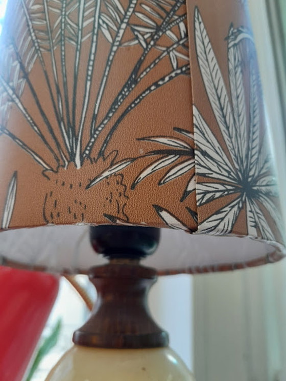 Image 1 of Vintage palmboom lamp in albast handgemaakte kap