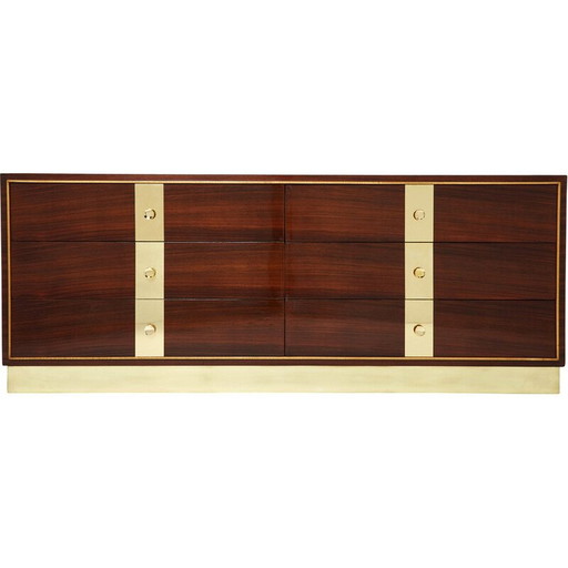 Vintage Italiaanse palissander en messing ladekast van Isa Bergamo, 1950