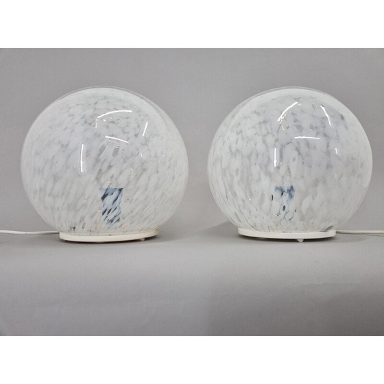 Image 1 of Paar glazen tafellampen uit de Mid Century, 1970