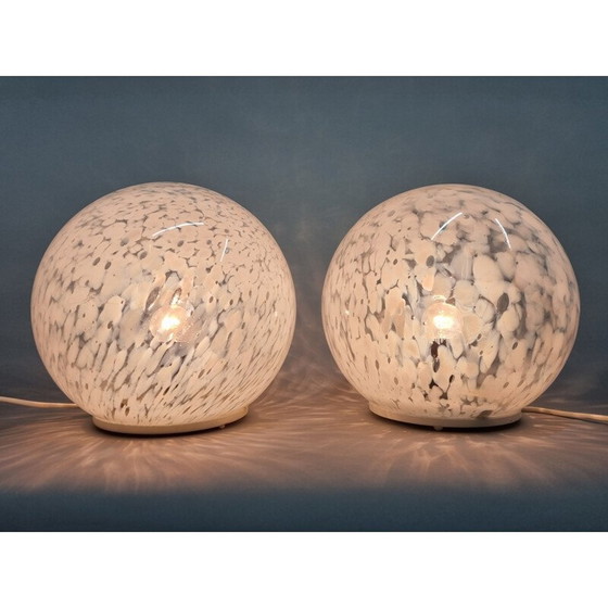 Image 1 of Paar glazen tafellampen uit de Mid Century, 1970