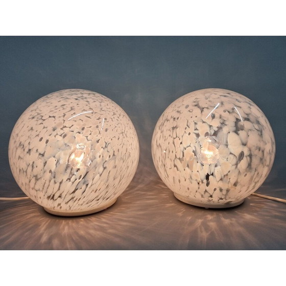 Image 1 of Paar glazen tafellampen uit de Mid Century, 1970