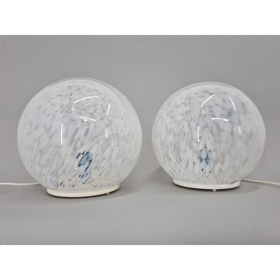 Image 1 of Paar glazen tafellampen uit de Mid Century, 1970