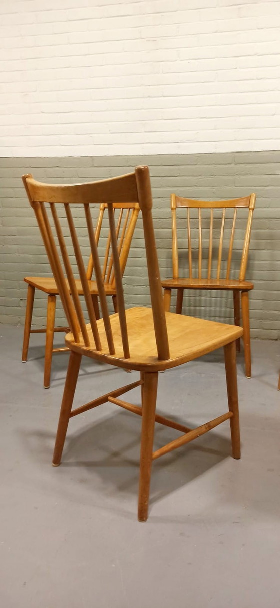 Image 1 of 5x Vintage Zweedse eetkamerstoelen